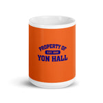 Load image into Gallery viewer, Orange with Blue Yon Hall Coffee Mug
